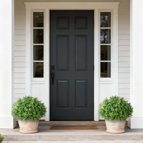 Artificial Boxwood Topiary Ball Trees - Set of 2 for Front Door & Garden Decor