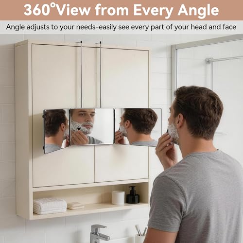 3-Wold Fold 3-Way Mirror for Self Hair Cutting with Black No LED – LADETTO