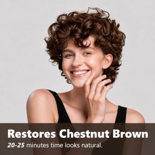 Hair Dye Shampoo for Gray Hair - Chestnut Brown - Easy Application & Long-Lasting Color