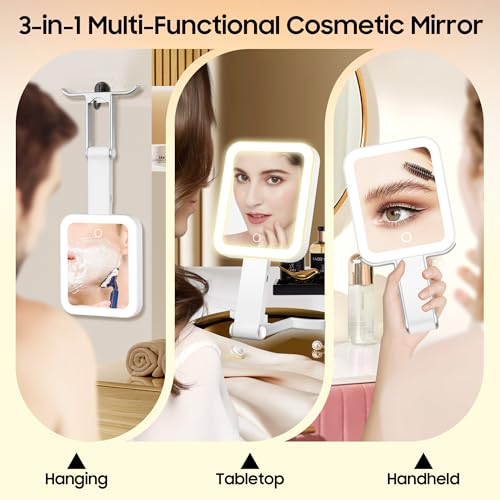 B Beauty Planet White Travel Makeup Mirror with Lights, 1X/30X Magnification & Adjustable Brightness