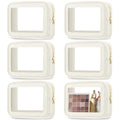 Clear Makeup Bags Set - 6 Pcs Cream White Travel Toiletry Organizer 21x15x6cm - Waterproof Nylon PVC