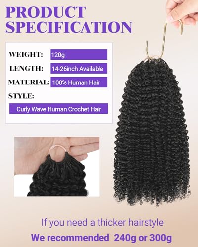 Natural Black Feather Crochet Hair Extensions 16 Inch 120g - Knotless & Pre-Looped