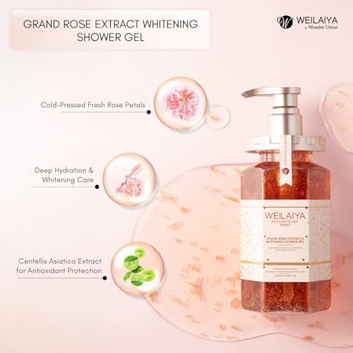 Weilaiya Damask Grand Rose Extract Shower Gel ? 450mL / 15.2 fl oz ? Moisturizing Body Wash with Natural Rose Essence ? Gentle, Hydrating, Aromatherapy Cleanser for All Skin Types