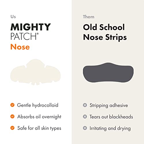 Mighty Patch Nose Pimple Patches from Hero Cosmetics, Large Hydrocolloid Pore Strips, Dermatologist Approved, Overnight, Pimple Stickers to Absorb Acne Nose Gunk, 10 Count (Pack of 2)