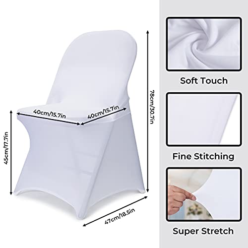 White Stretch Folding Chair Covers 50PCS for Wedding & Events - Babenest