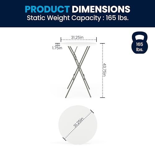 White Folding Round Table 32-Inch for Events & Indoor Outdoor Use - Set of 1