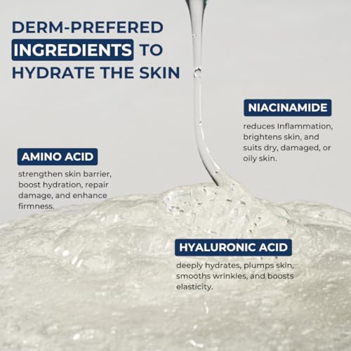 Gentle Face Cleanser with Niacinamide Hyaluronic Acid & Amino Acids – Hydrating & Exfoliating Daily Wash