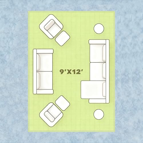 9x12 Green Washable Rug for Living Room with Non-Slip Base - Variation of Green / 9' x 12'
