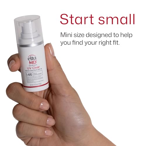 EltaMD UV Clear Untinted Sunscreen SPF 46 - 0.5 oz Travel Size, Oil-Free & Sensitive Skin