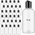 30 Pcs 8 oz Clear Plastic Travel Bottles with Black Disc Caps