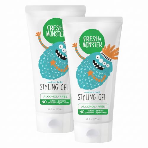 Kids Hair Styling Gel - Medium Hold, Alcohol-Free, 6oz Pack of 2 - Natural & Gentle for Toddlers & Kids
