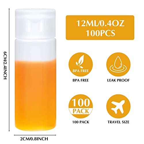 Mini Plastic Travel Sample Bottles Set - 12ml Flip Cap Containers