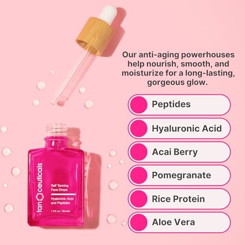 Tanceuticals Self Tanning Drops for Face - Gradual, Natural Glow, Vegan, Cruelty-Free, Anti-Aging Peptides