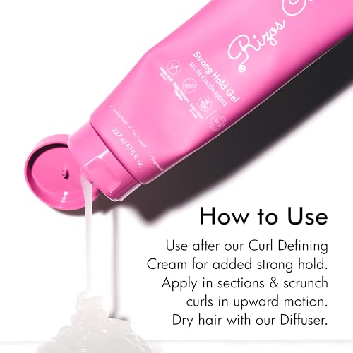 Rizos Curls Strong Hold Hair Gel - Long-Lasting, Flake-Free Curl & Frizz Control - 8oz