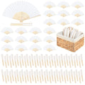 White Wedding Paper Fans Set of 100 with Storage Basket - Portable & DIY Friendly