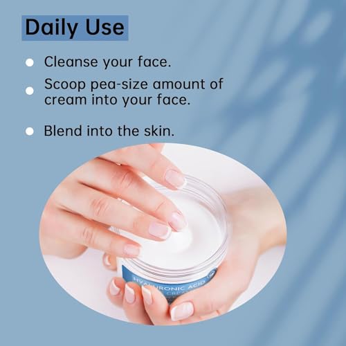 Hyaluronic Acid Moisturizer For Face, 3.52 oz / 100ML Hyaluronic Acid Cream For Dry & Sensitive Skin, Moisturizing Face Cream For Daily.