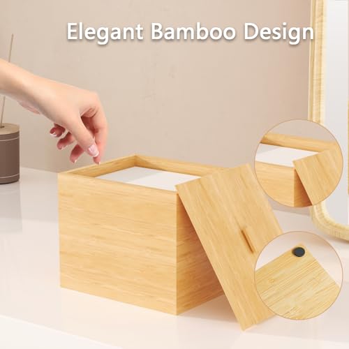 Bamboo Disposable Face Towel Holder - Rectangular, 7.13 Inch Bathroom Organizer