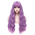 BERON 27-Inch Lavender Purple Curly Wavy Synthetic Wig with Bangs for Women