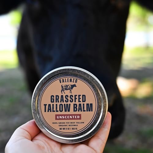 Organic Beef Tallow Balm for Skin, Unscented Grass-Fed Tallow Moisturizer, Natural Care Cream for Dry & Sensitive Skin (4 oz)