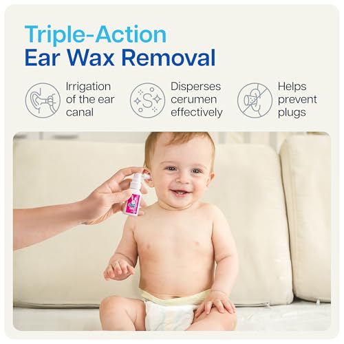 Baby Ear Wax Removal Spray 1.69 oz Gentle Softening for Infants & Children - Non-Greasy, Easy Application