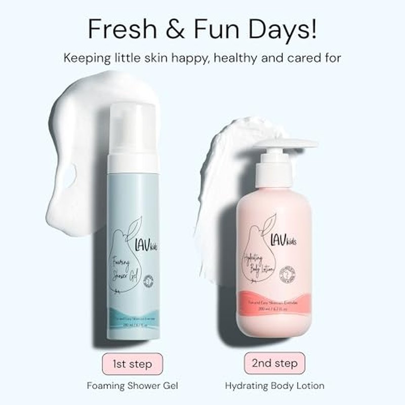 Body Care Set, Foaming Body Wash and Delicate Body Lotion, Natural Pear and Chamomile, 150ml