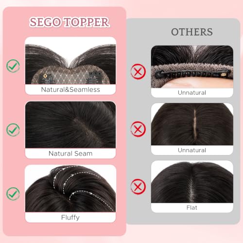 SEGO Human Hair Hair Topper for Women 10 Inch Dark Brown Shedding Free