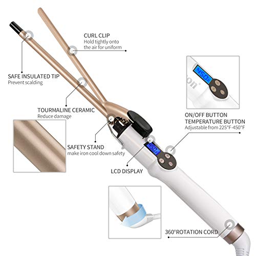 3/8 Inch Small Curling Iron for Short Hair - Ceramic Tourmaline Coating