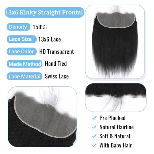 14 Inch Kinky Straight HD Lace Frontal Closure 13x6 Brazilian Virgin Human Hair