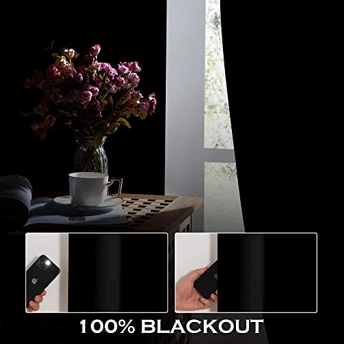 KGORGE Blackout Soundproof Curtains 4 Layers 52x84 Inches Pack of 2 - Black