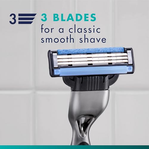 Gillette Mach3 Men's Razor with 10 Refills, 3-Blade System, Lubrication Strip - Variation of 1 Razor, 10 Refills