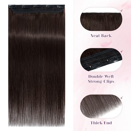Dark Brown 10-Inch 40g One-Piece Clip-In Human Hair Extensions - Easy Volume & Length