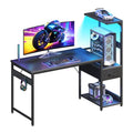 Casaottima 48'' Carbon Fiber Gaming Desk with RGB LED Lights & CPU Stand, Black