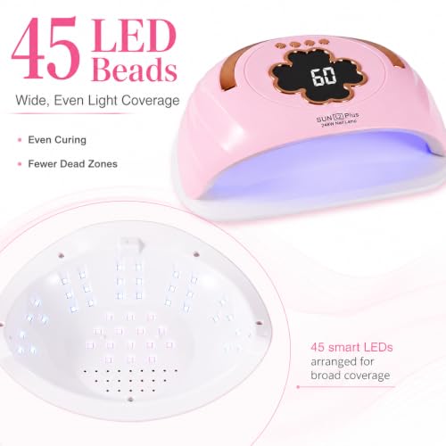 Pink UV LED Nail Lamp 248W Fast Curing Gel Polish Dryer with Auto Sensor