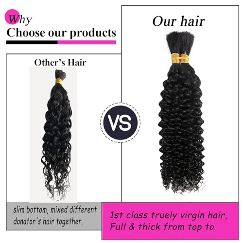 Black Curly Human Braiding Hair 18 Inch Water Wave Boho Braid Extensions - 2 Bundles