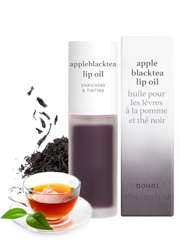 Korean Vegan Lip Oil Set - Appleblacktea & Appleginseng, Hydrating & Plumping, 0.12 Fl Oz Each