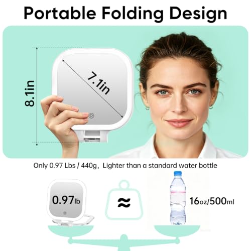 FASCINATE 7-Inch Rechargeable Travel Makeup Mirror with 30X Magnification - White C