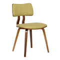 Mid-Century Dining Chair with Walnut Wood & Green Fabric - Variation: Green/Walnut/Single