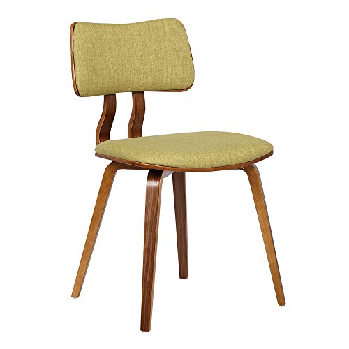 Mid-Century Dining Chair with Walnut Wood & Green Fabric - Variation: Green/Walnut/Single