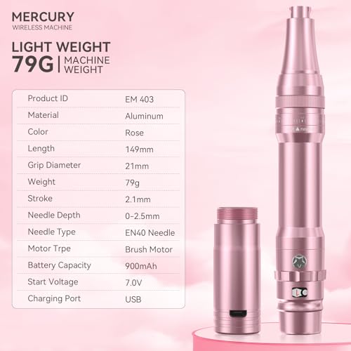 Charme Princesse Wireless Permanent Makeup Machine Kit Rotary Eyebrow Pen Machine With 15pcs 1R/1P Needles Supply for Eyebrow Lip Eyeliner EK403-4-US-FBA24
