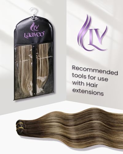 Clip-In Hair Extensions 12in Real Human Hair Balayage Light Chocolate Brown - 5 Pieces, 80g