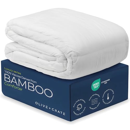 Olive + Crate Twin XL Bamboo Comforter Duvet Insert - White, Cooling & Hypoallergenic