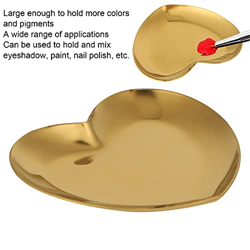 Heart Shaped Makeup & Nail Art Mixing Palette - Stainless Steel DIY Paint Color Mixing Tray - Resin (Gold)
