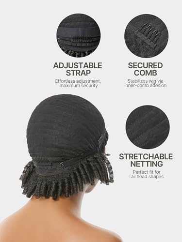 Frodio 10-Inch Short Curly Dreadlocks Wig with Glueless Cap for Men & Women