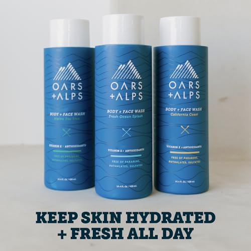 Oars + Alps Body Wash for Men, Mens Body Wash & Face Cleanser with Vitamin E & Antioxidants, Moisturizing, Paraben & Sulfate Free Cleanser, Variety Set, 3pk