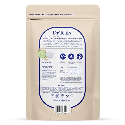 Epsom Salt Soak for Sensitive Skin with Colloidal Oatmeal & Cucumber - 12 lbs