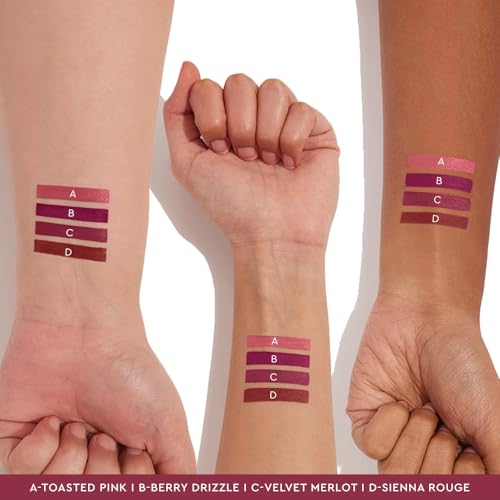 KIRO Four Play Non-Stop Airy Matte Liquid Lip Stack ? Elite Berry Quad | 4-in-1 Lipstick Set with Long-Lasting, Transfer-Proof & Lightweight Formula | Infused with Avocado & Apricot Oils | 6ml