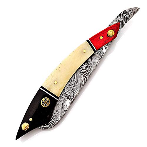 Strong Edges Damascus Steel Straight Razor Kit with Leather Case & Strop - Classic Barber Shaving Razor, Pre-Honed for Men, Gift Ready