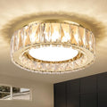 Gold 11-Inch Dimmable Crystal LED Flush Mount Ceiling Light - Modern Luxury Fixture