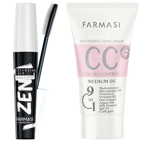 Farmasi Medium Shade CC Cream & Lash Mascara Set SPF 25 Skin Tint Duo