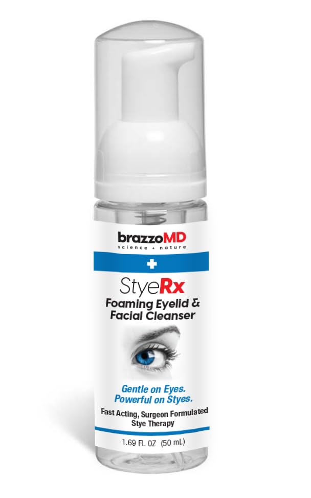 BrazzoMD Stye Relief Foaming Eyelid Cleanser - Gentle, Hydrating 1.69 fl oz
